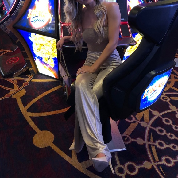 Gold Flowy Pants - Picture 3 of 3